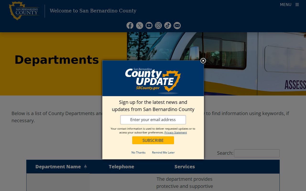 Redlands people directories San Bernardino County department contacts