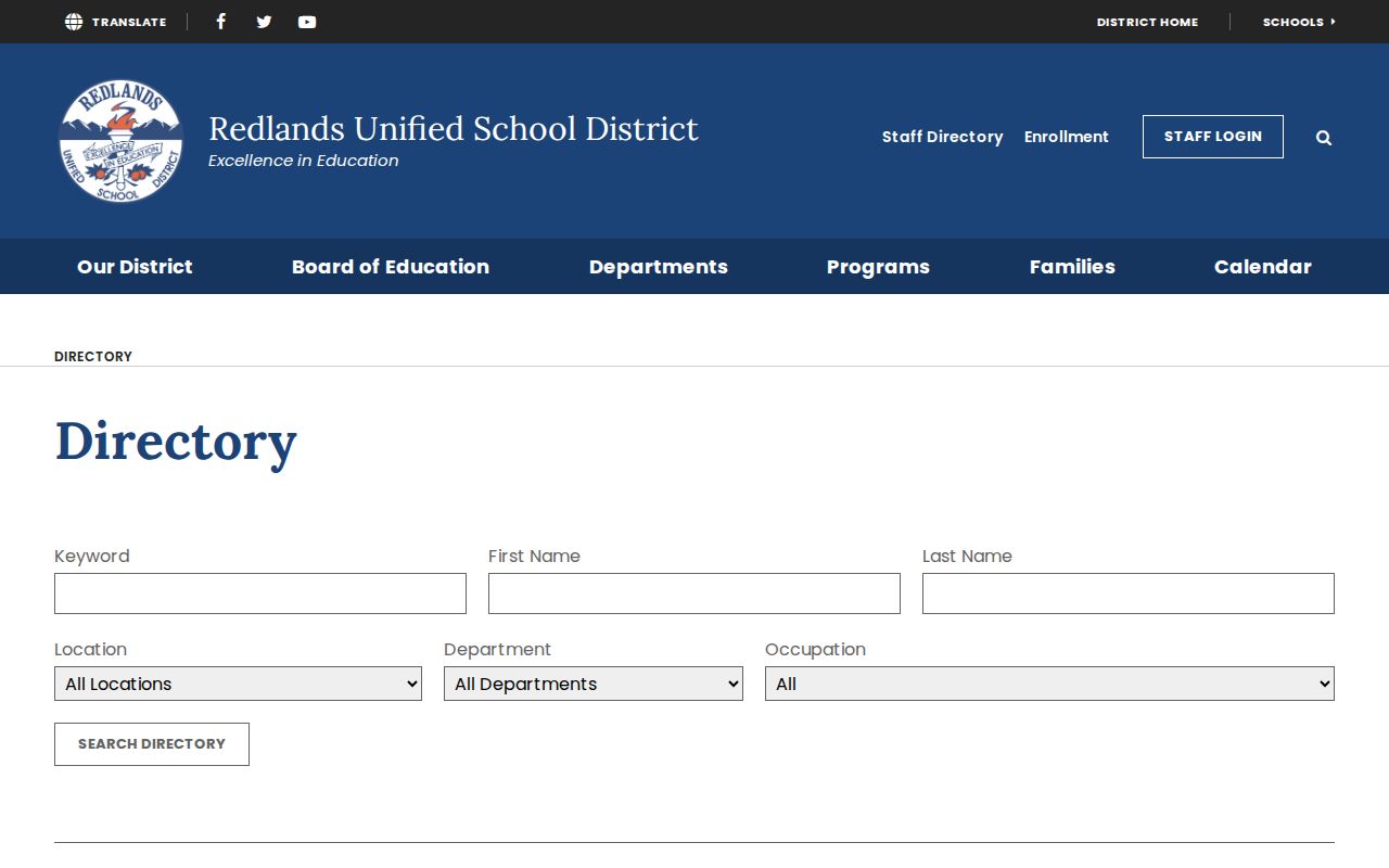 Redlands people directories RUSD staff directory results