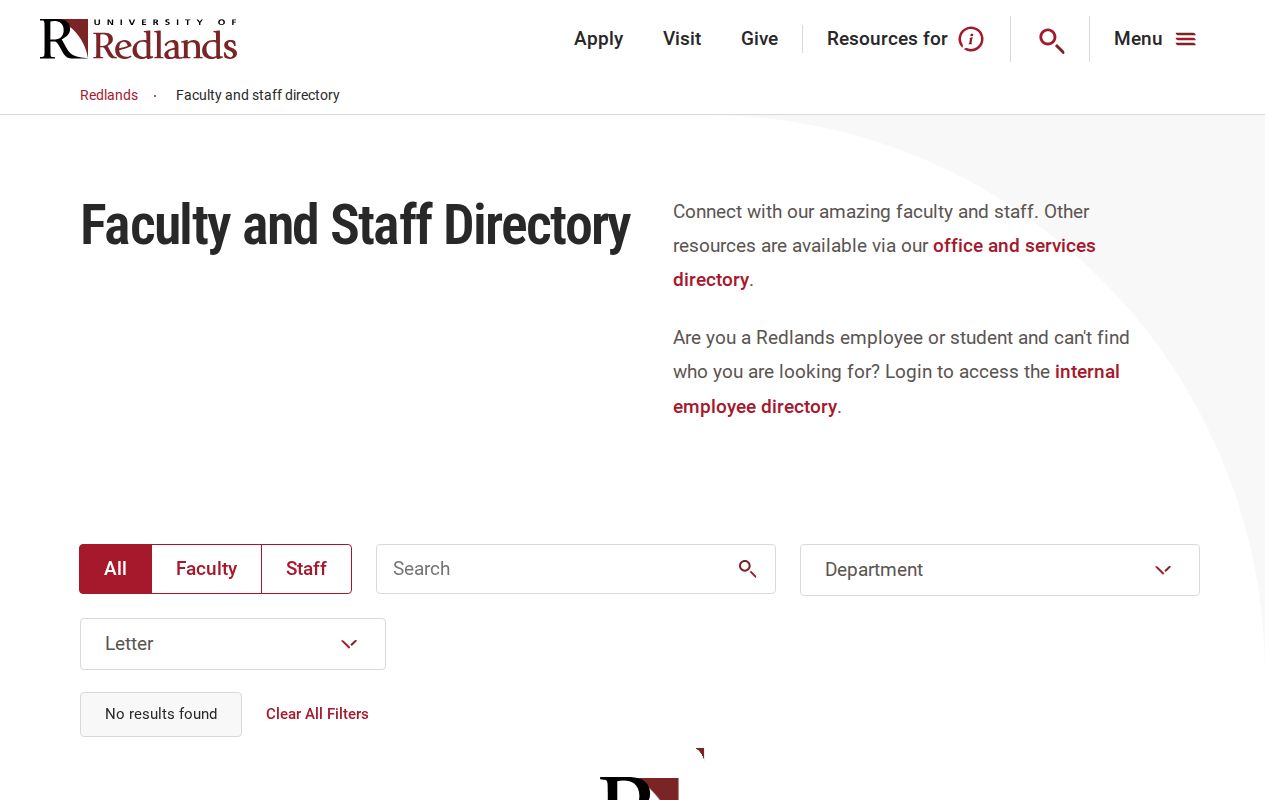 Redlands people directories University faculty and staff directory