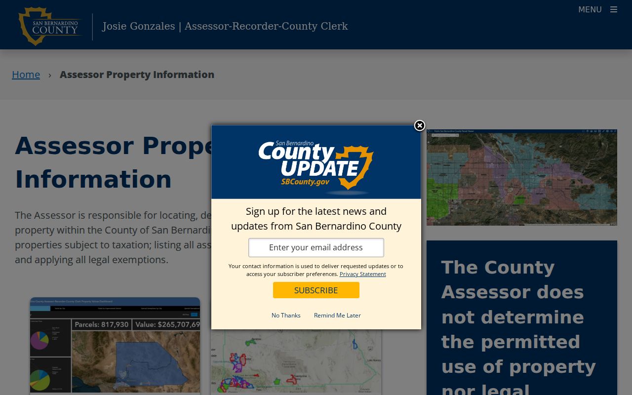 Redlands public records property information from the San Bernardino County Assessor